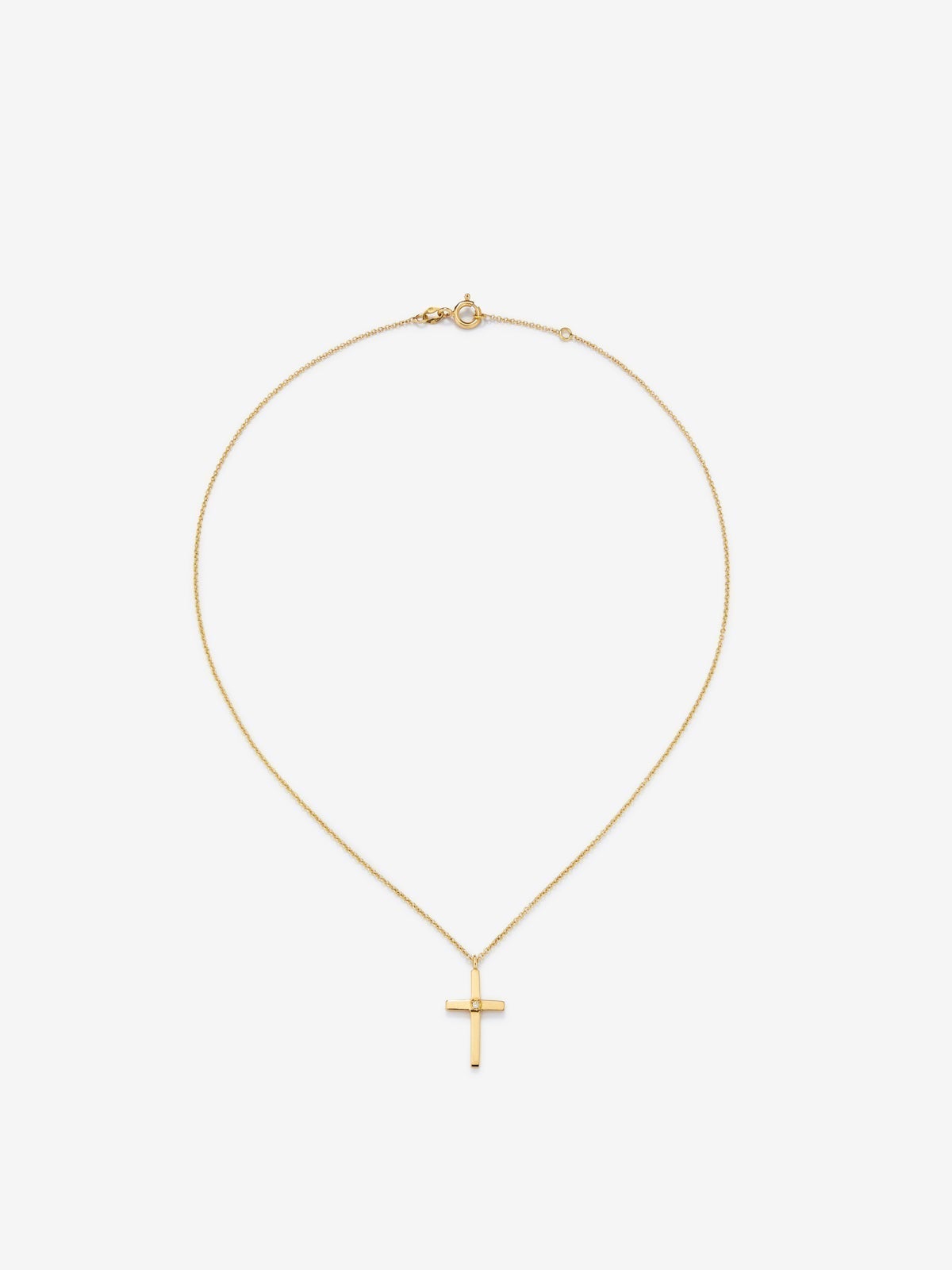 Colgante cadena con cruz grande oro amarillo de 18K