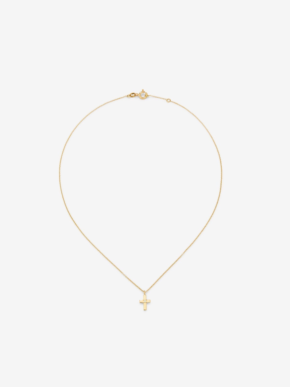 Colgante cadena con cruz pequeña de oro amarillo de 18K