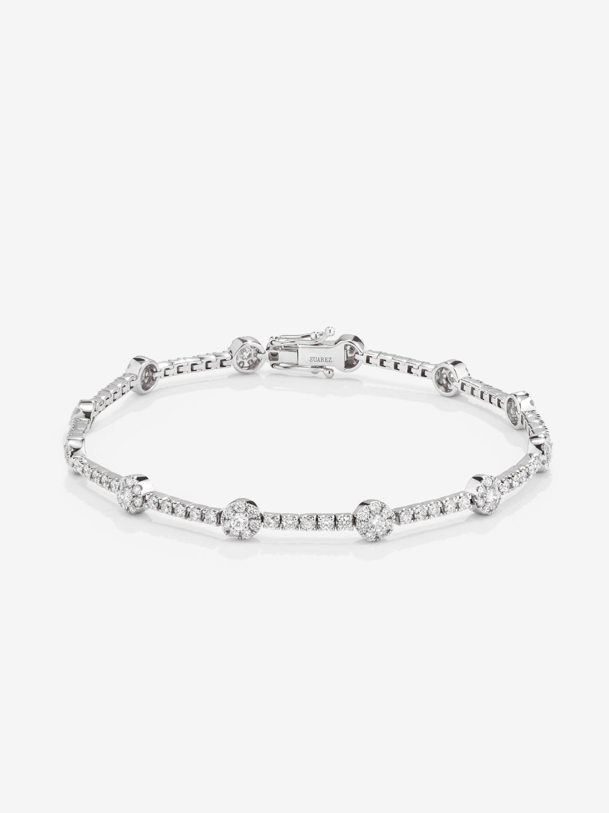 Pulsera rivière de oro blanco de 18kt con motivos circulares