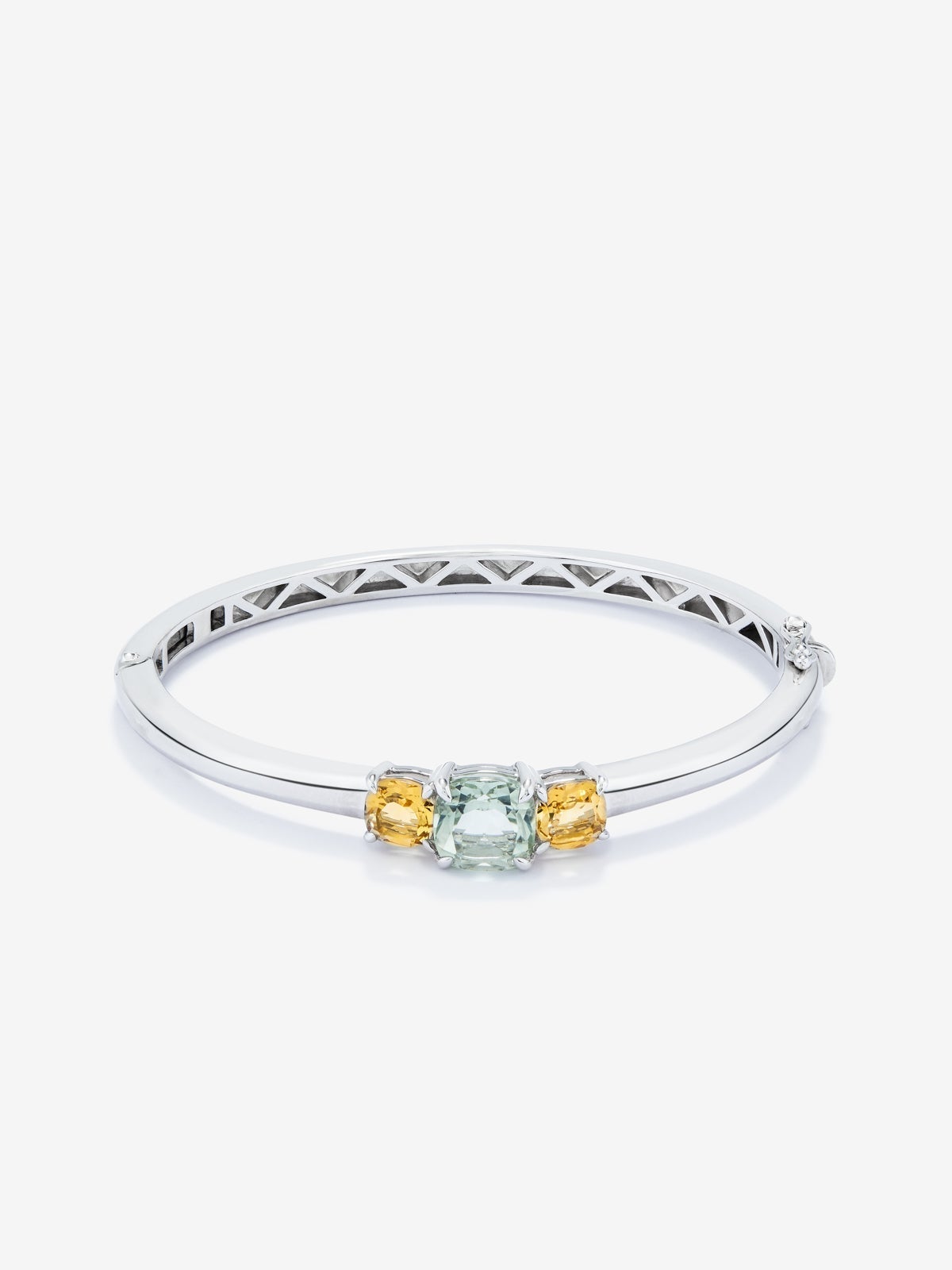 Pulsera de plata con amatista verde y citrinos amarillos