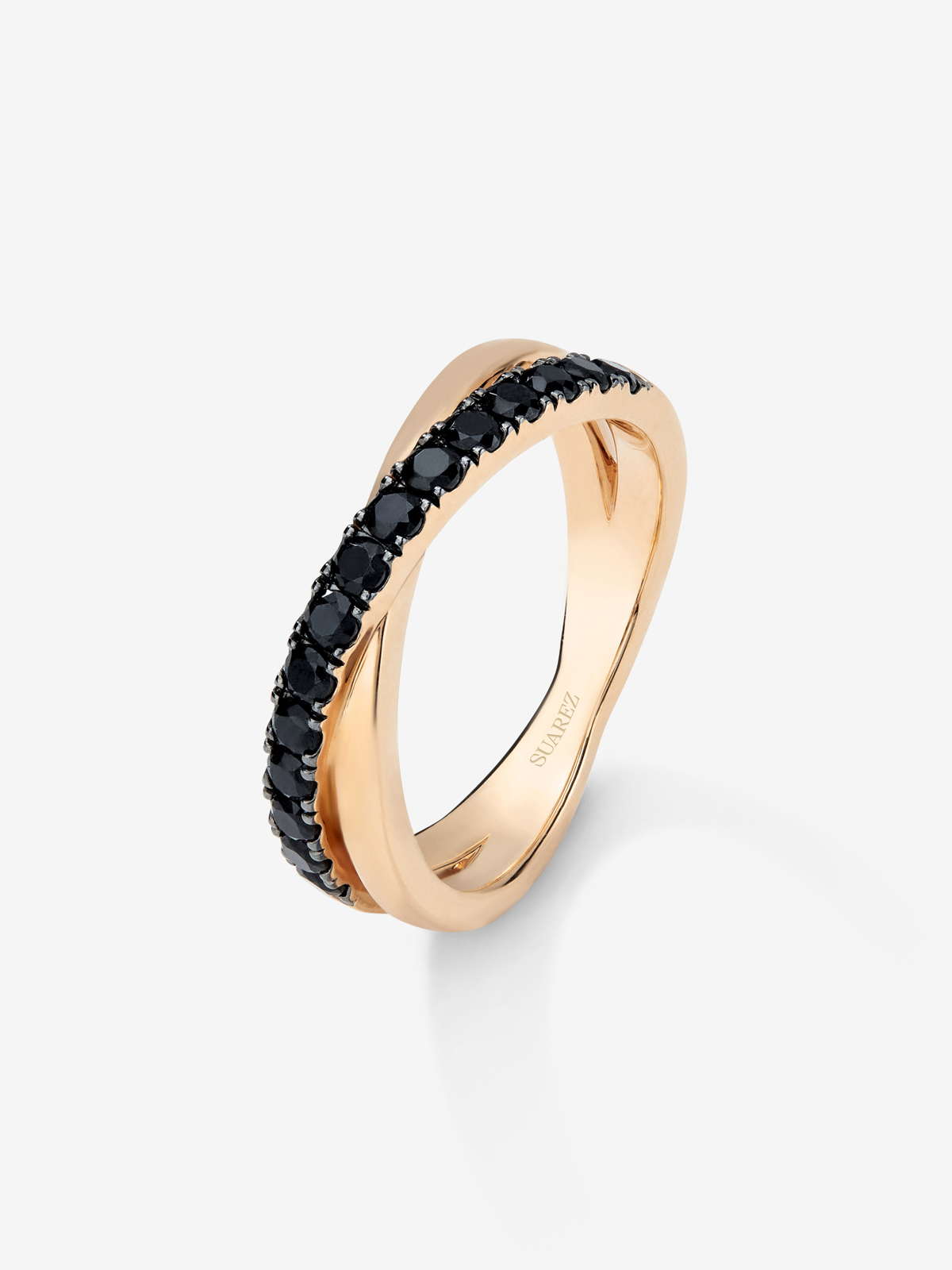 18K Rose Gold Crossed Ring with Spinel