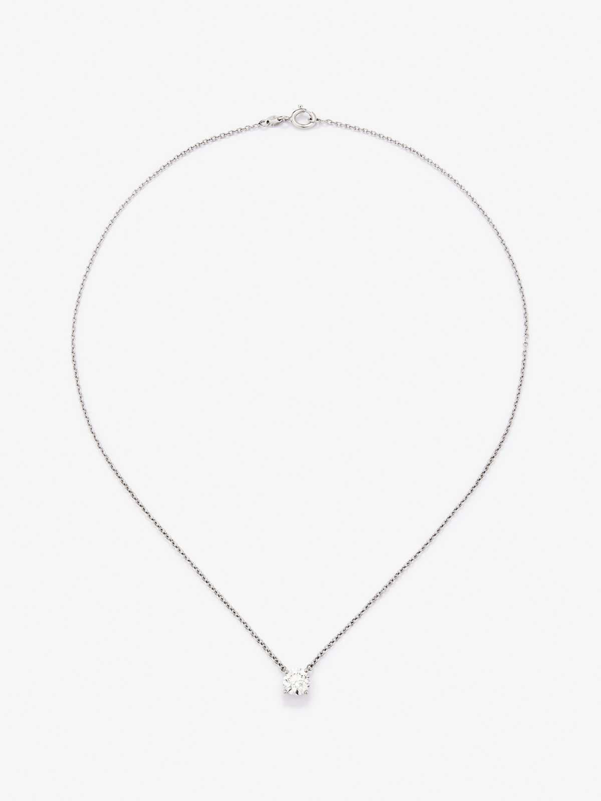 18K white gold necklace with a 1-carat brilliant-cut diamond