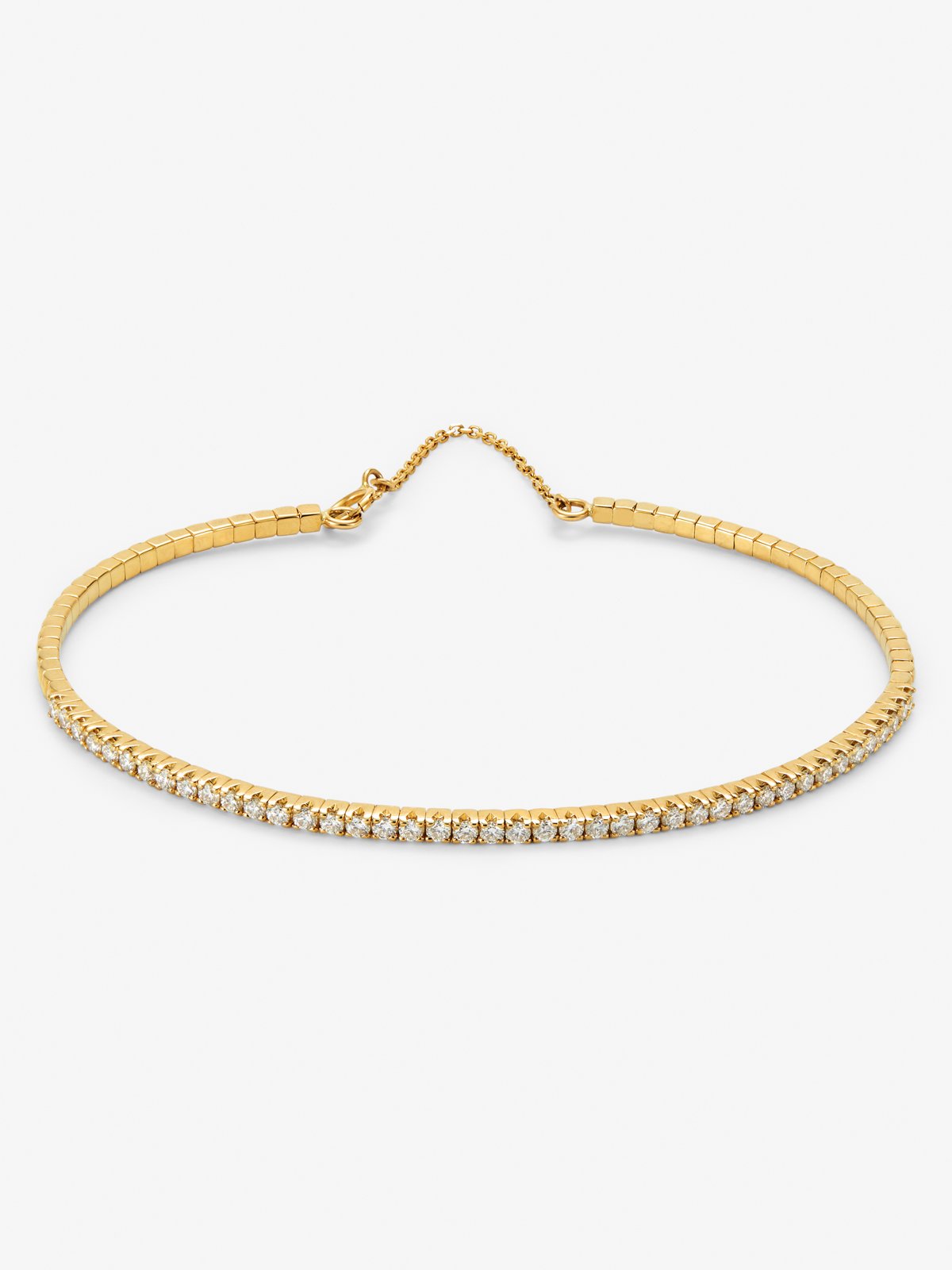 Rigid 18K yellow gold bracelet with 42 brilliant-cut diamonds with a total of 0.75 cts