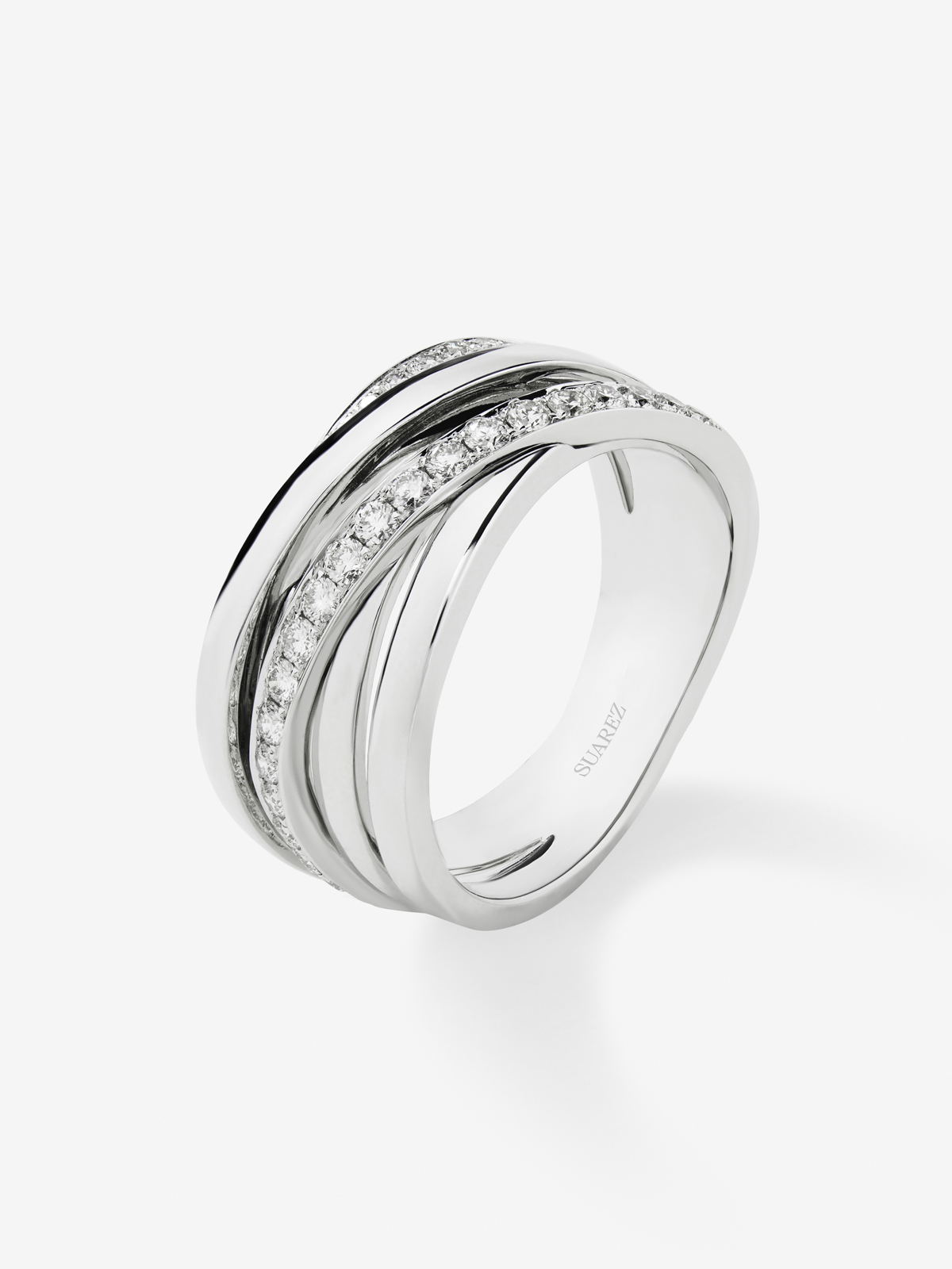 Anillo multibrazo de oro blanco de 18K de diamantes