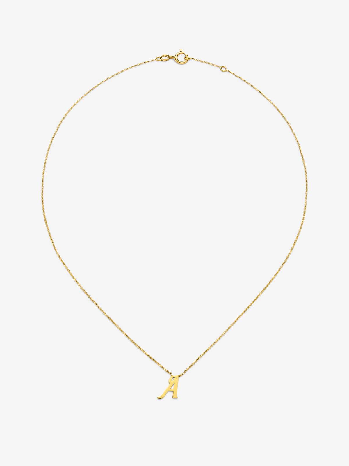 Colgante de oro amarillo de 18K con letra A