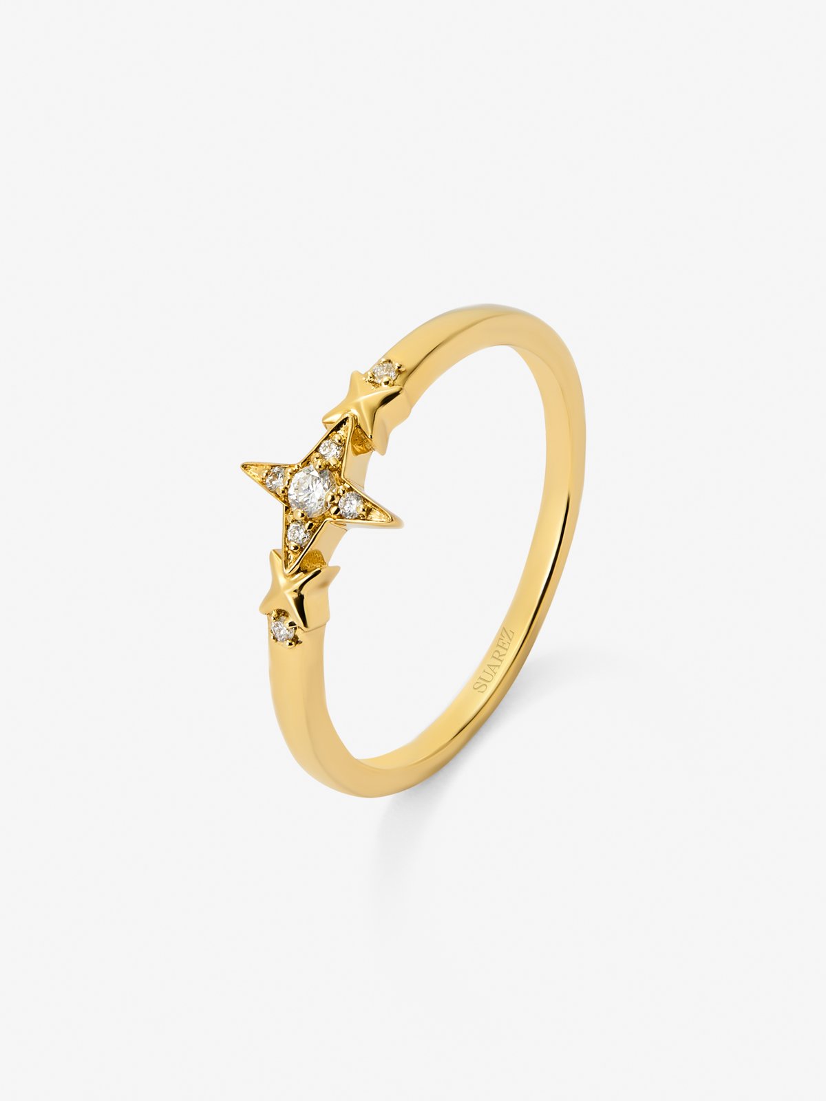 Anillo de oro amarillo de 18K con 7 diamantes en talla brillante con un total de 0,05 cts