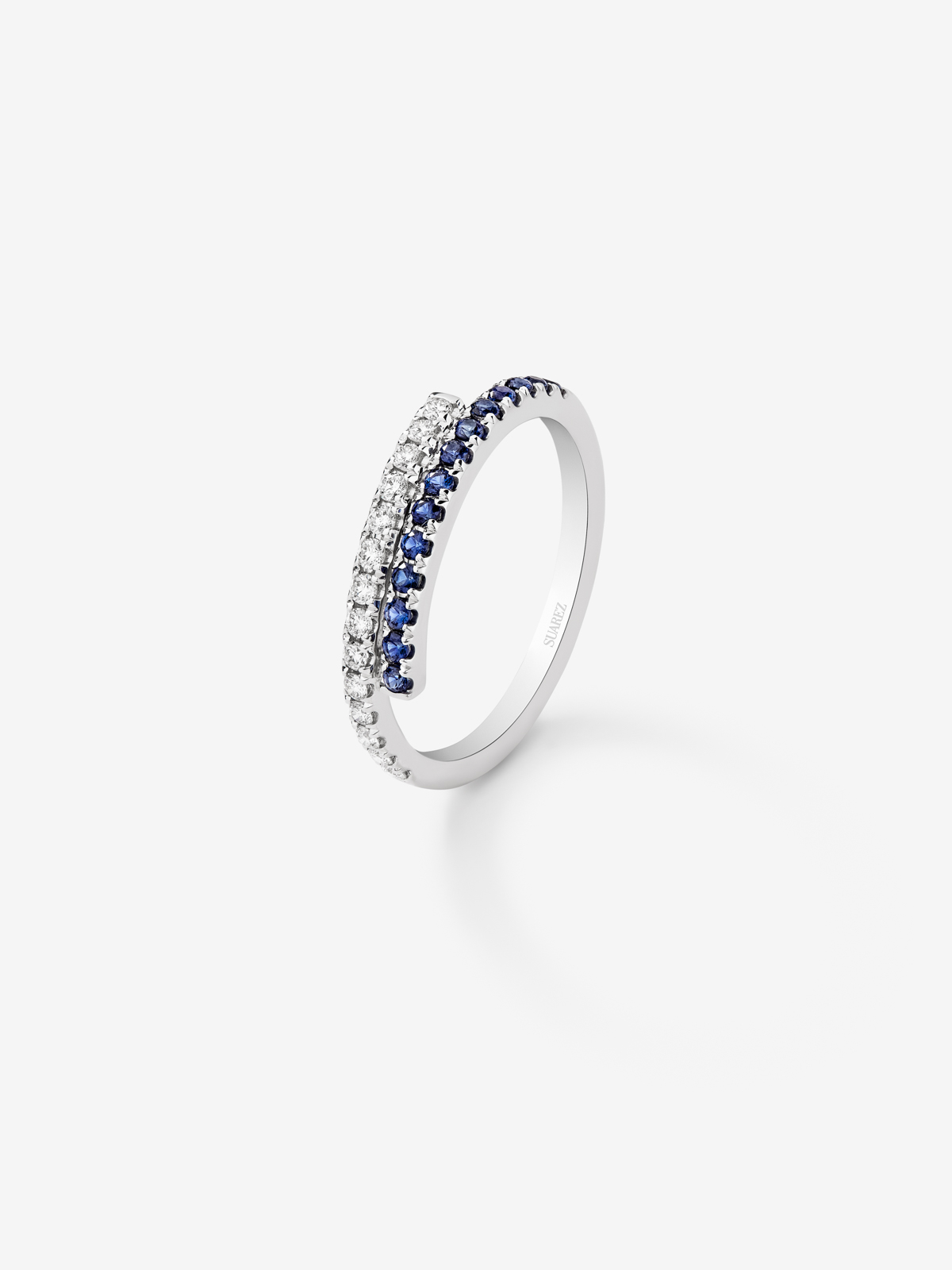 Media Open 18k White Gold Alliance with Diamonds and Blue Sapphires