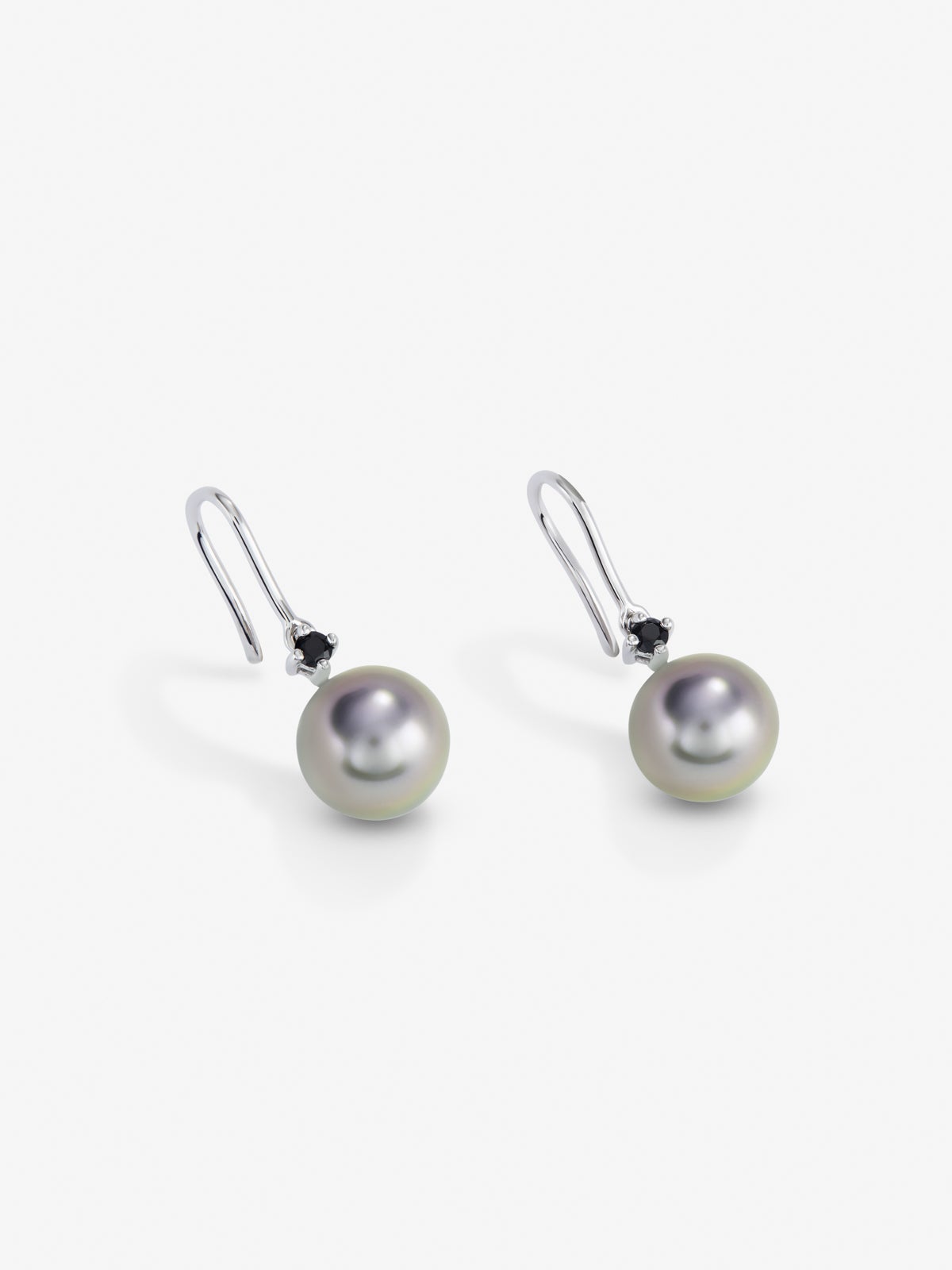 Pendiente colgante de plata 925 con perla de tahiti de 8,5 mm y espinela