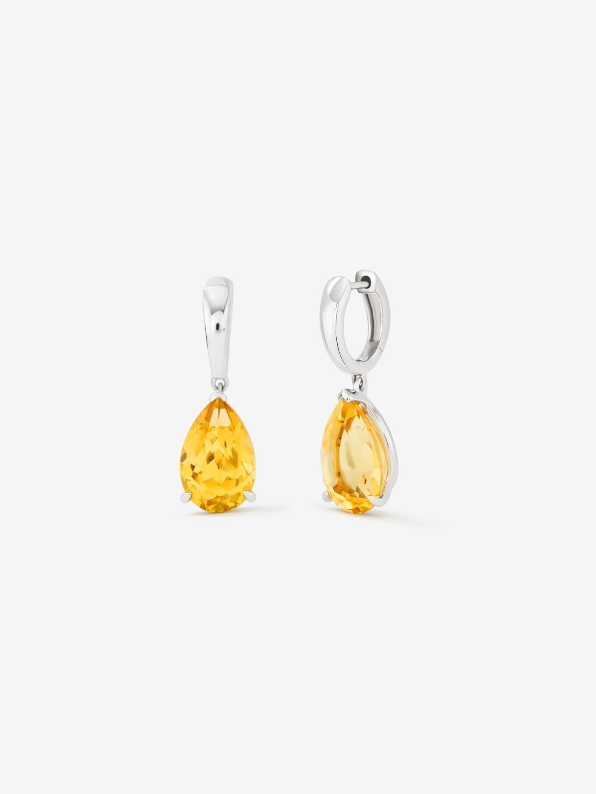 Pendientes aro de plata 925 con citrino colgante