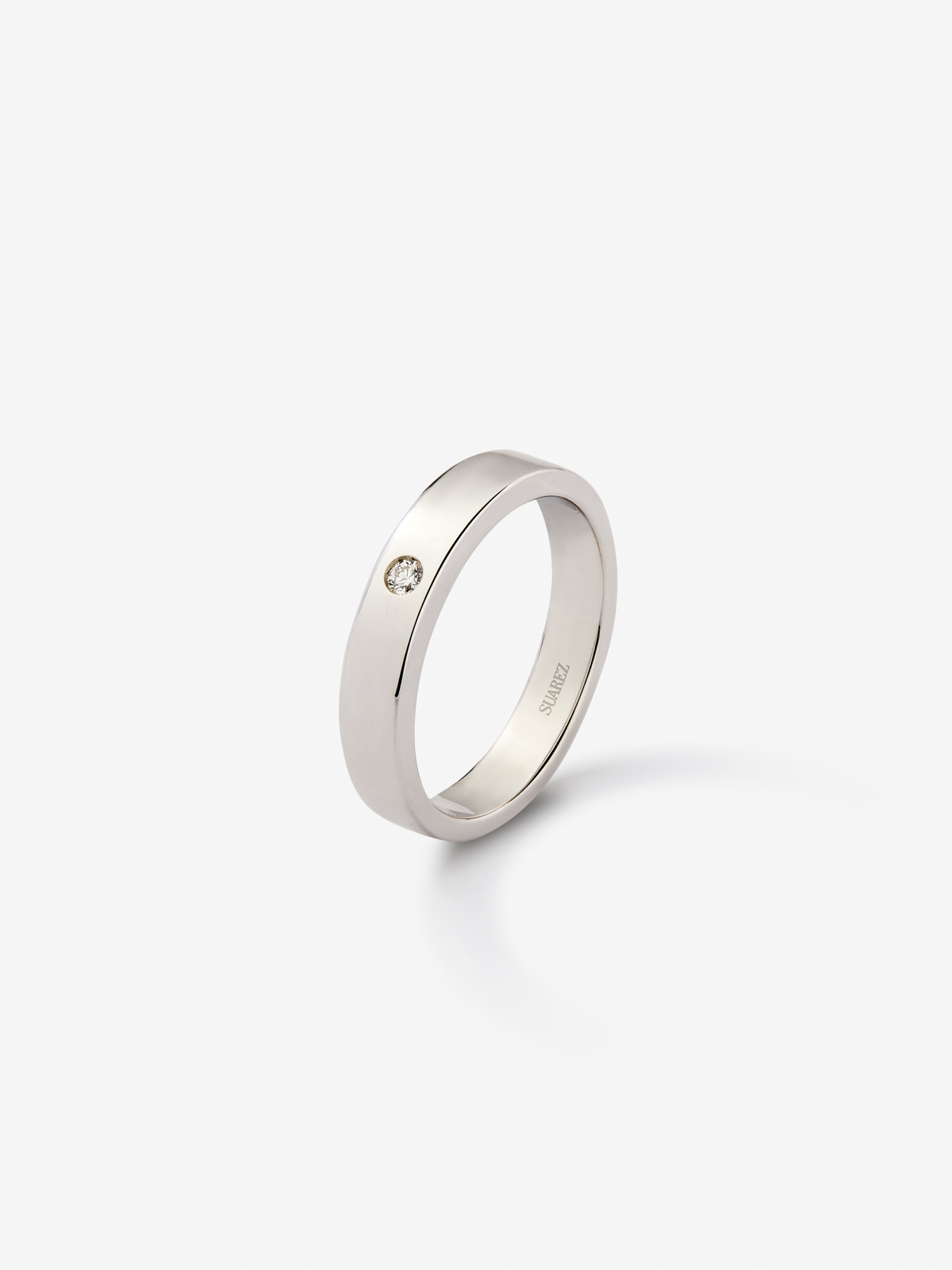 18K White Gold Wedding Alliance Ring with Diamond