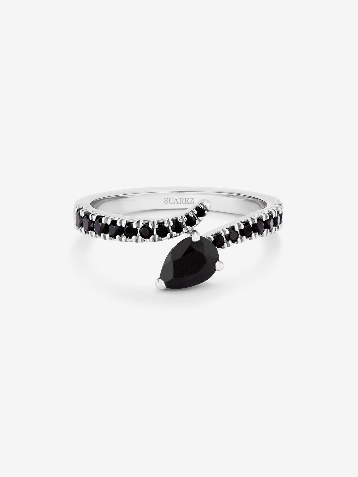 Anillo abierto de plata 925 con 19 espinelas en talla pera y brillante