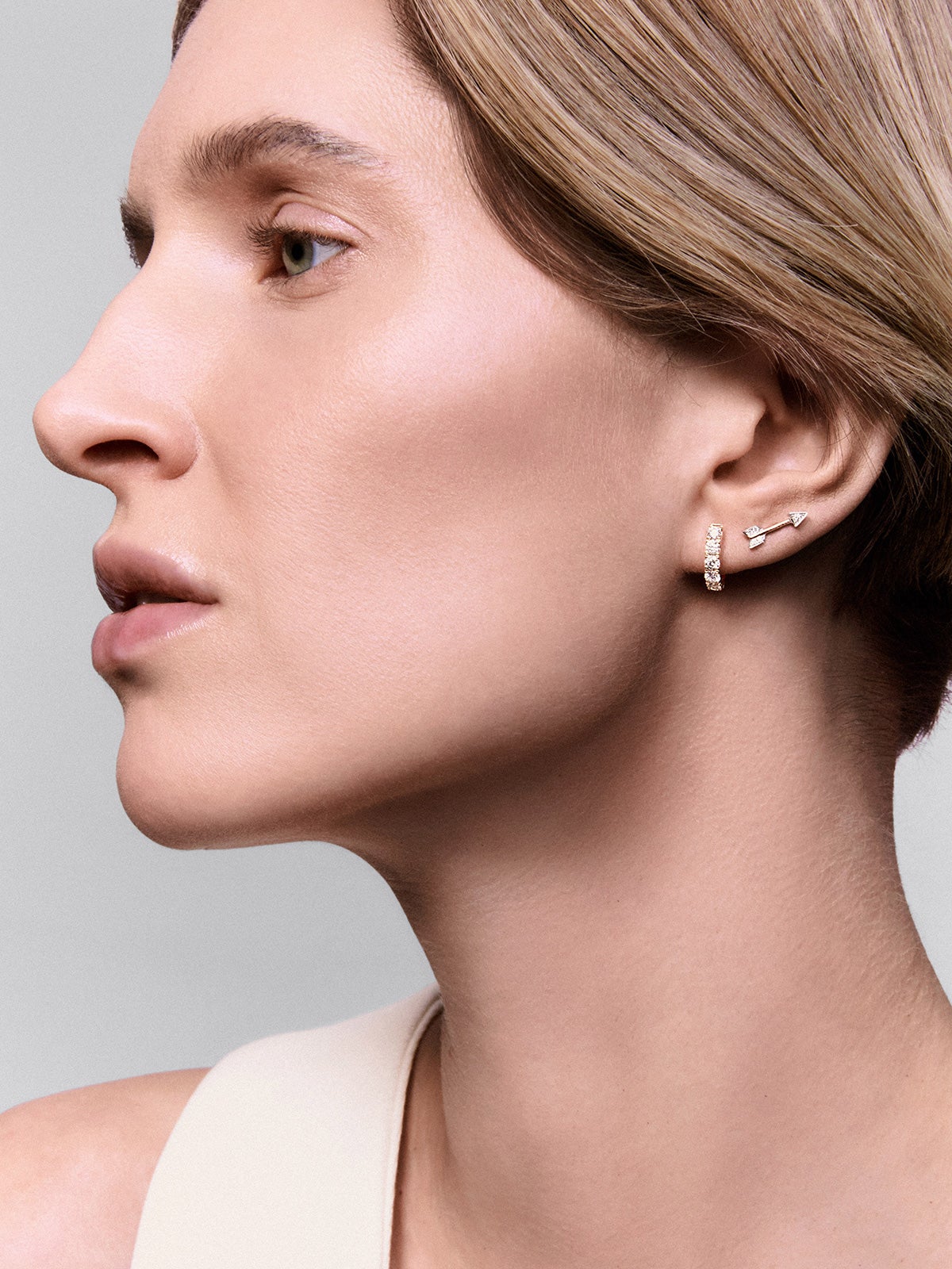 Pendientes de oro blanco y oro rosa de 18kt con diamantes