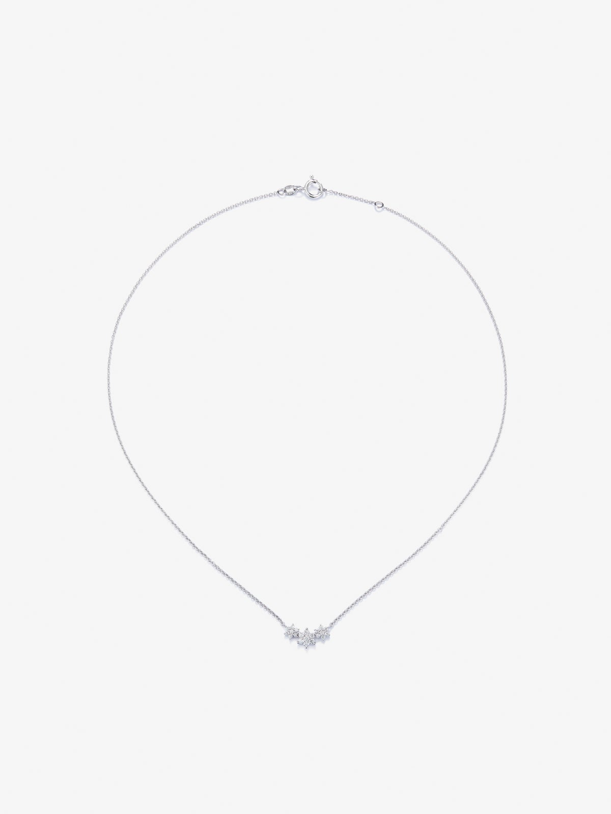 Colgante cadena flores de oro blanco de 18K y diamantes