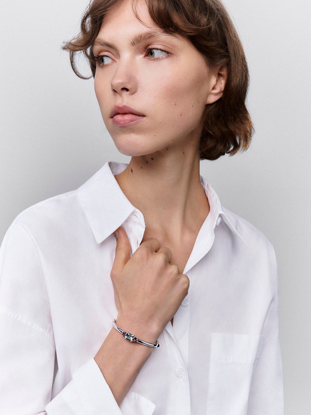 Pulsera rígida de Utopian de plata con amatista