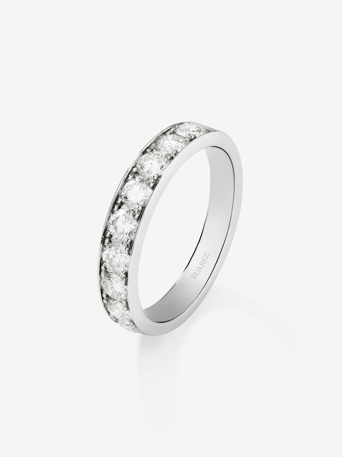 Anillo alianza de compromiso de oro blanco de 18K con diamantes