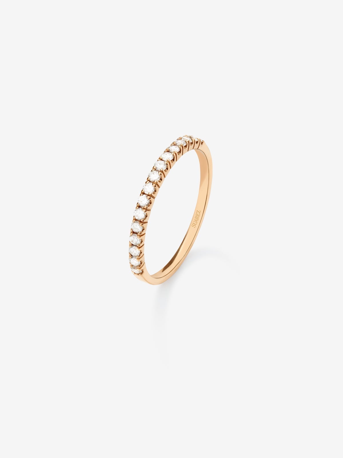 Anillo alianza de compromiso de oro rosa de 18K con diamantes