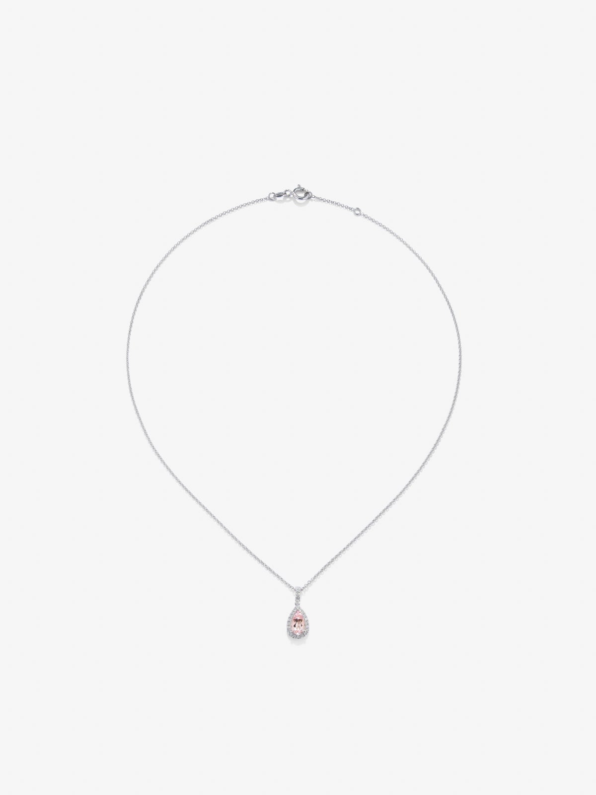 Colgante de oro blanco. de 18kt con morganita y diamantes