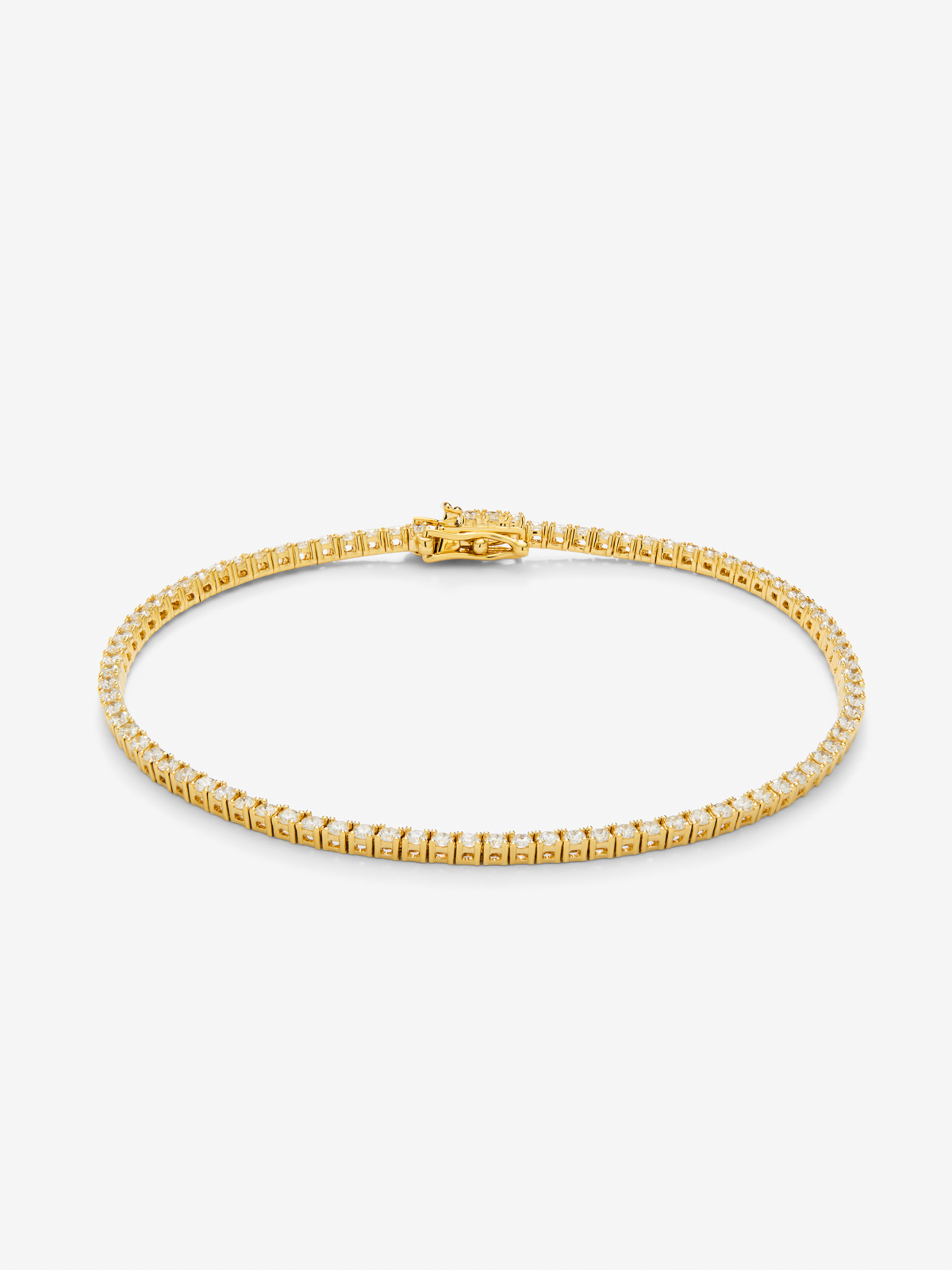 18K yellow gold rivière bracelet with white 1.65 cts bright diamonds