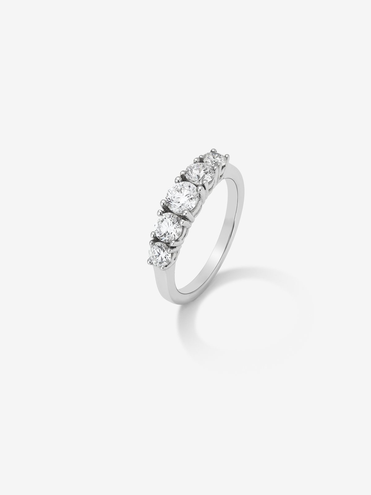 18K White Gold Cinquillo Ring with white 1.2 cts bright size size
