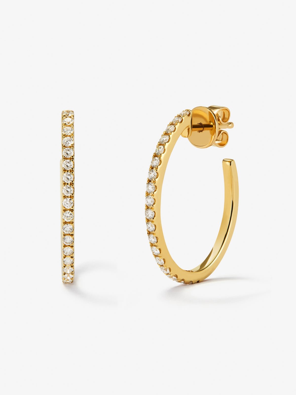 Pendientes de aro de oro amarillo de 18K con diamantes blancos en talla brillante de 0,51 cts