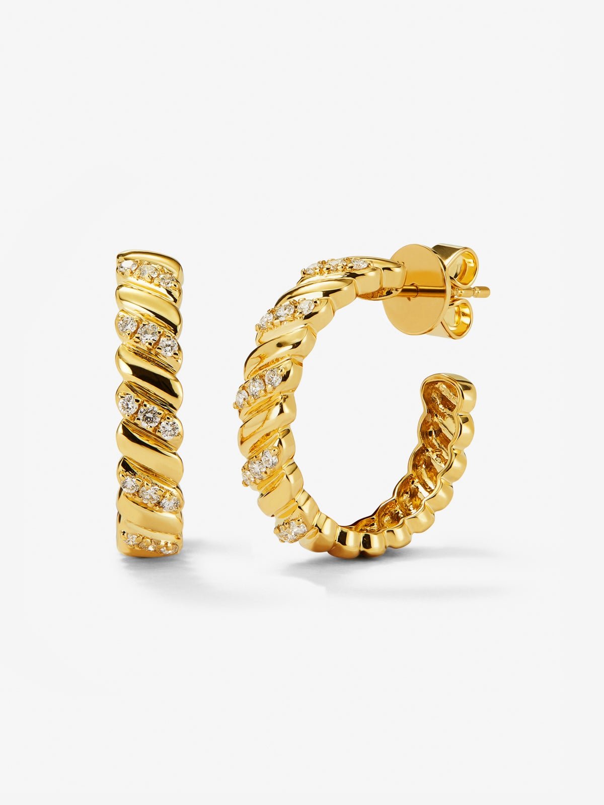 18k yellow gold earrings with white diamonds of 0.2 cts