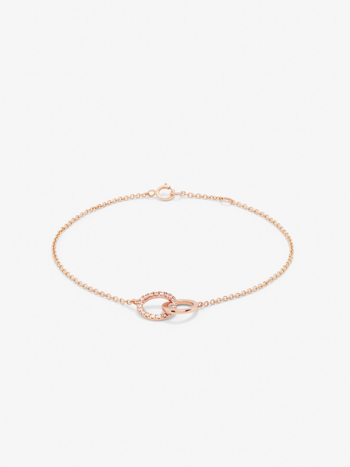 Pulsera cadena con infinito de oro rosa de 18K con diamantes