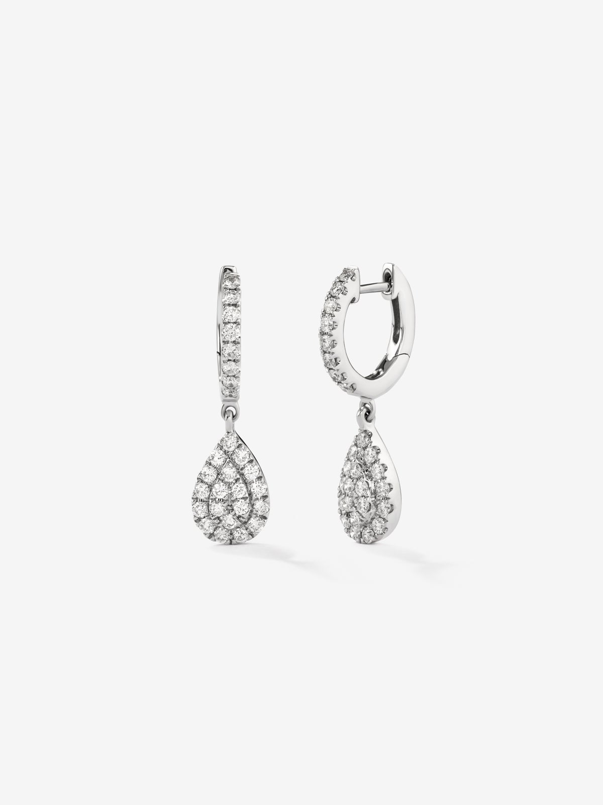 Pendientes de aro de oro blanco de 18K con diamantes