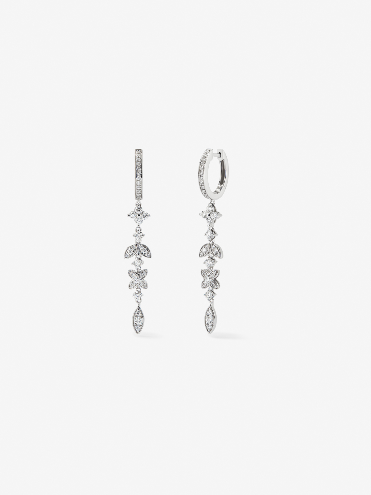 18K white gold earrings with 0.87 ct brilliant cut diamonds