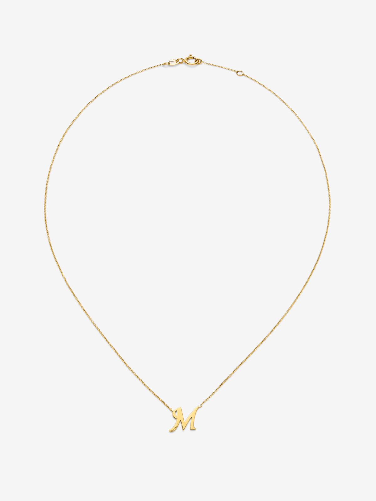 Colgante de oro amarillo de 18K con letra M