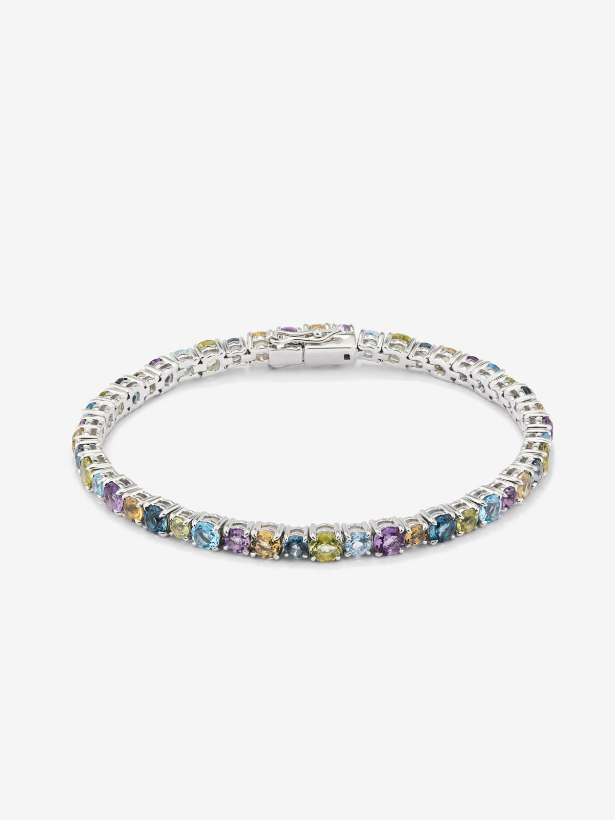 925 silver riviere bracelet with multicolored gems