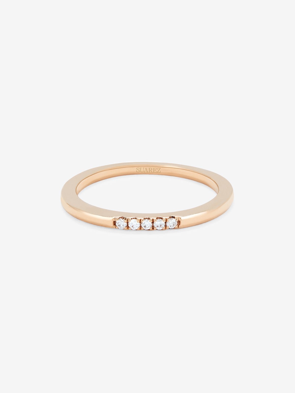 18K rose gold ring with 5 brilliant-cut diamonds with a total of 0.05 cts