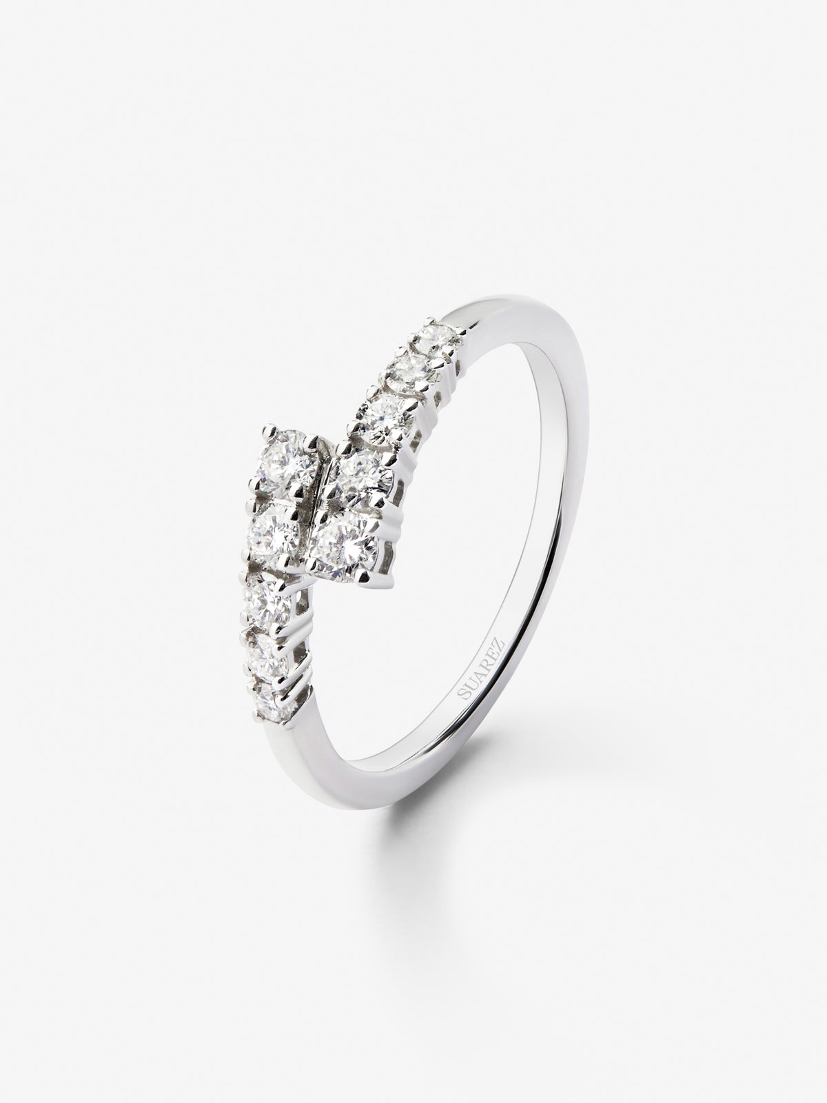 Anillo tú y yo de oro blanco de 18K con 10 diamantes en talla brillante con un total de 0,4 cts