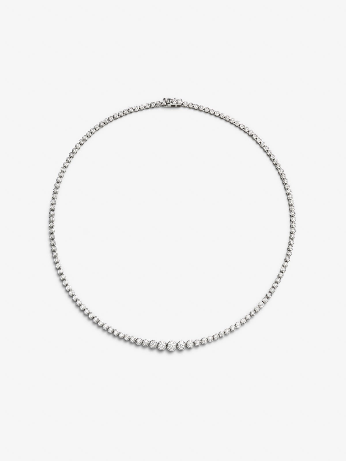 Collar rivière de oro blanco de 18K con 128 diamantes en talla brillante con un total de 3,2 cts