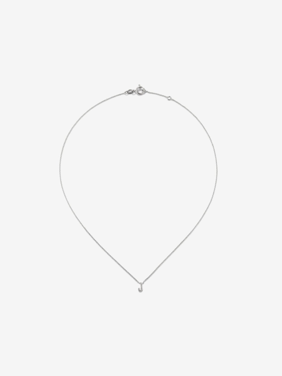 Colgante cadena con inicial pequeña de oro blanco de 18K y diamantes