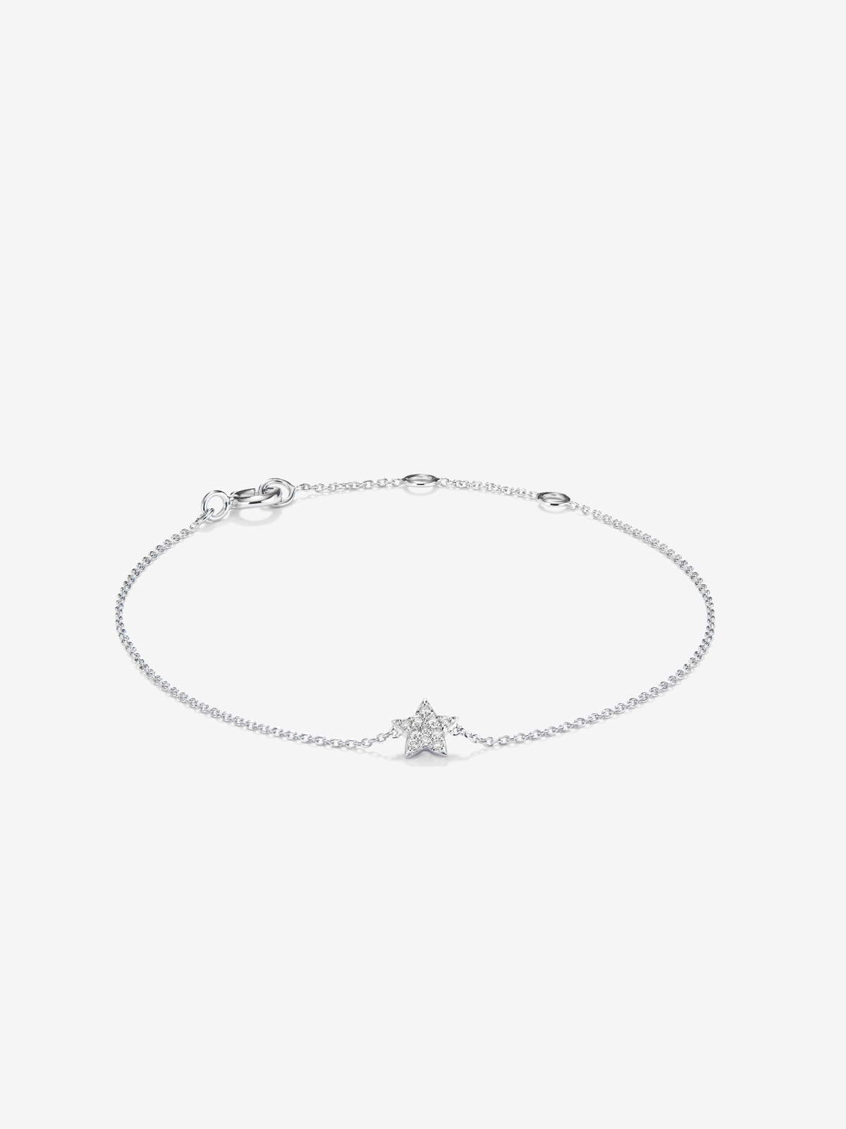 18K white gold bracelet with white diamonds of 0.05 CTS star -shaped 0.05