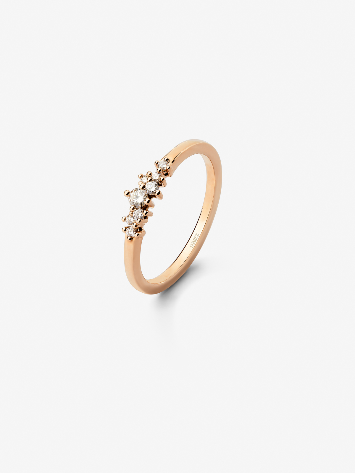 18K rose gold thin ring with diamonds