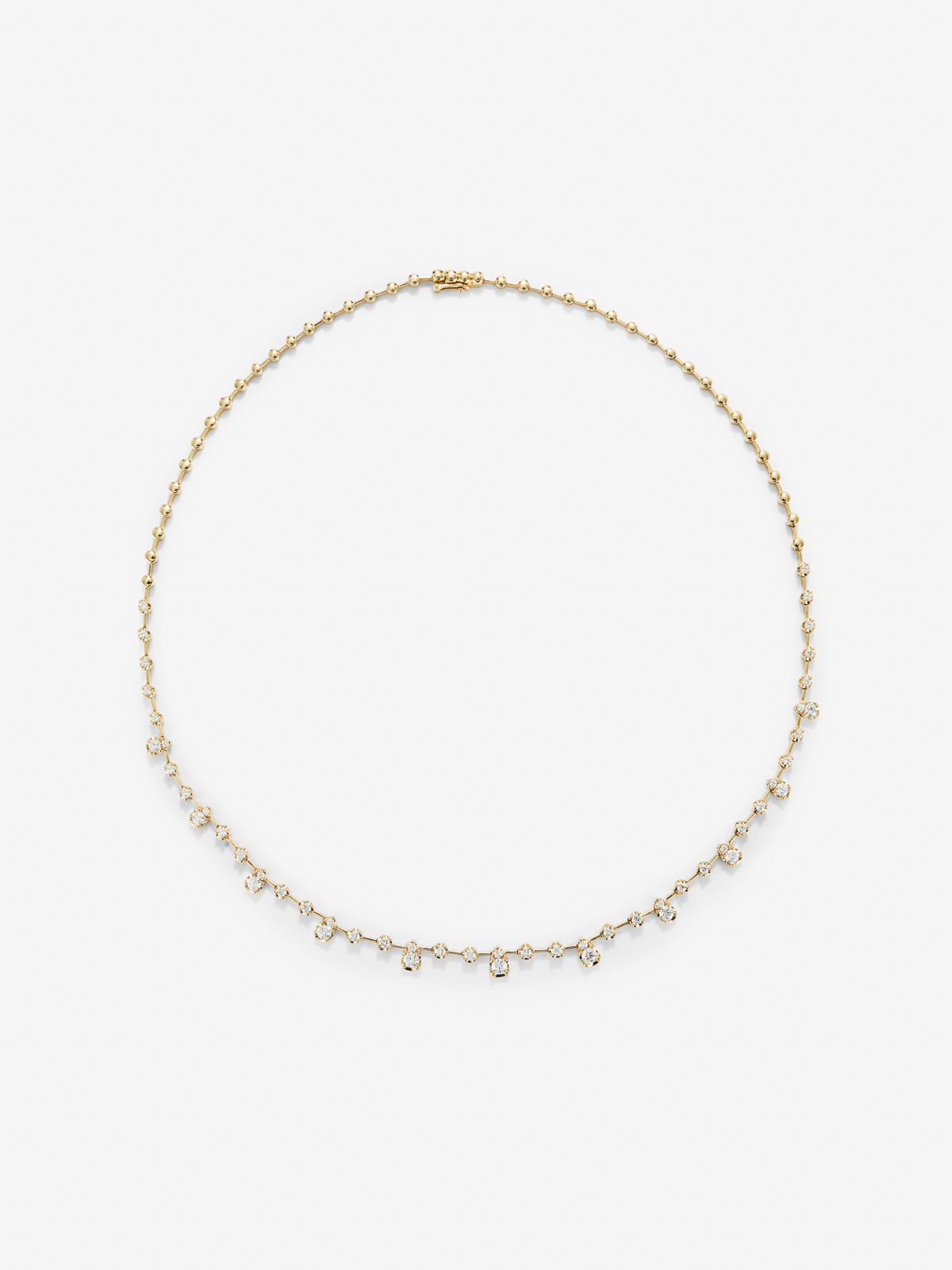 18K yellow gold necklace with white diamonds in 2.61 cts
