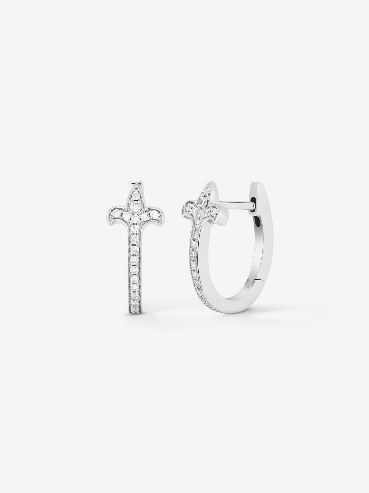 Pendientes de aro de oro blanco de 18K con diamante