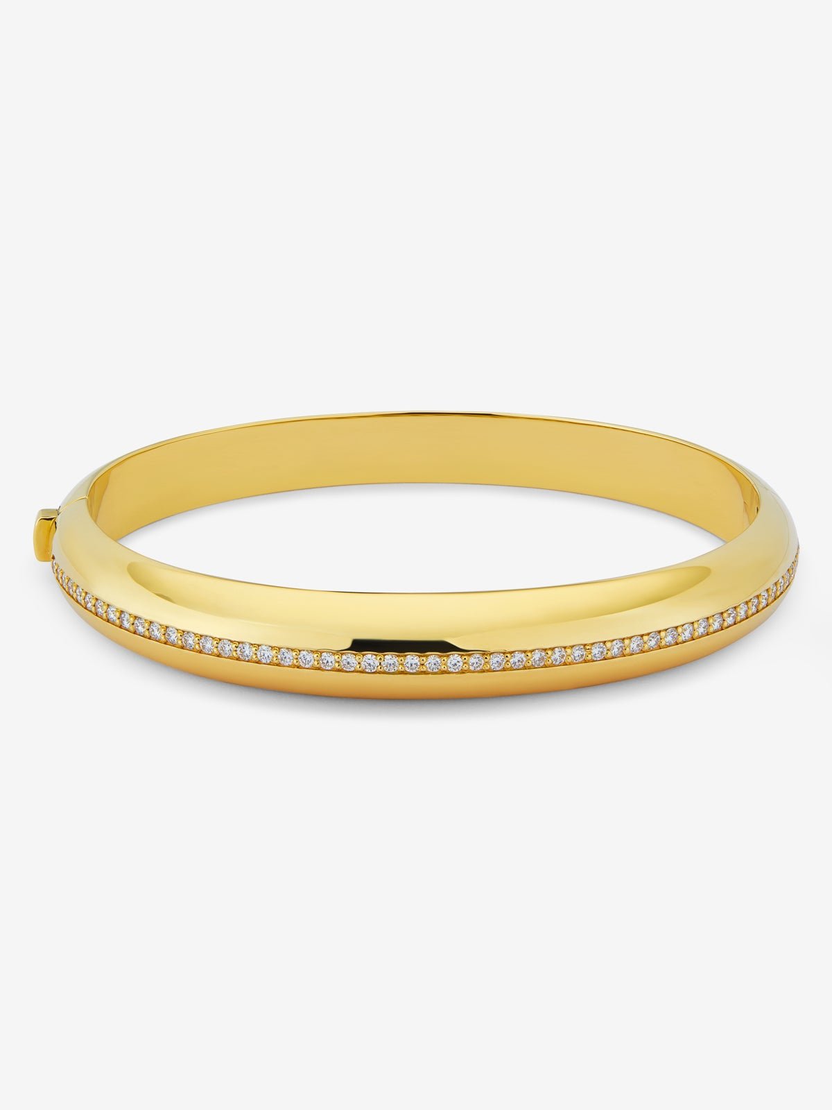 Rigid 18K Yellow Gold Bracelet with Pavé Brilliant-Cut Diamonds