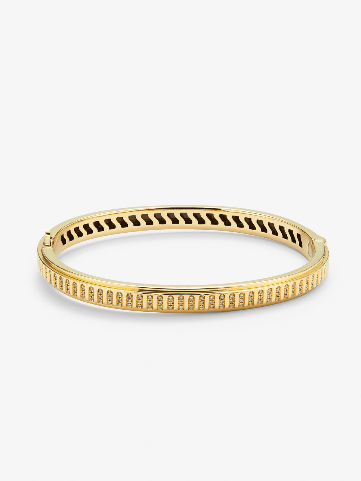 Rigid 18K yellow gold bracelet with 0.3 ct brilliant-cut diamonds