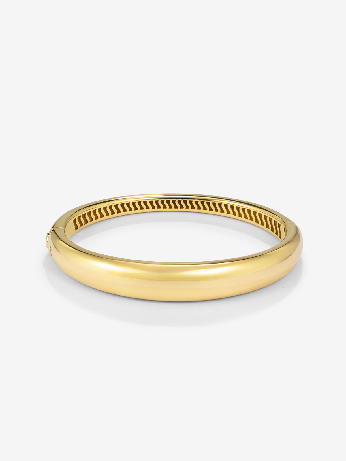18K Yellow Gold Plain Rigid Bracelet with Diamond