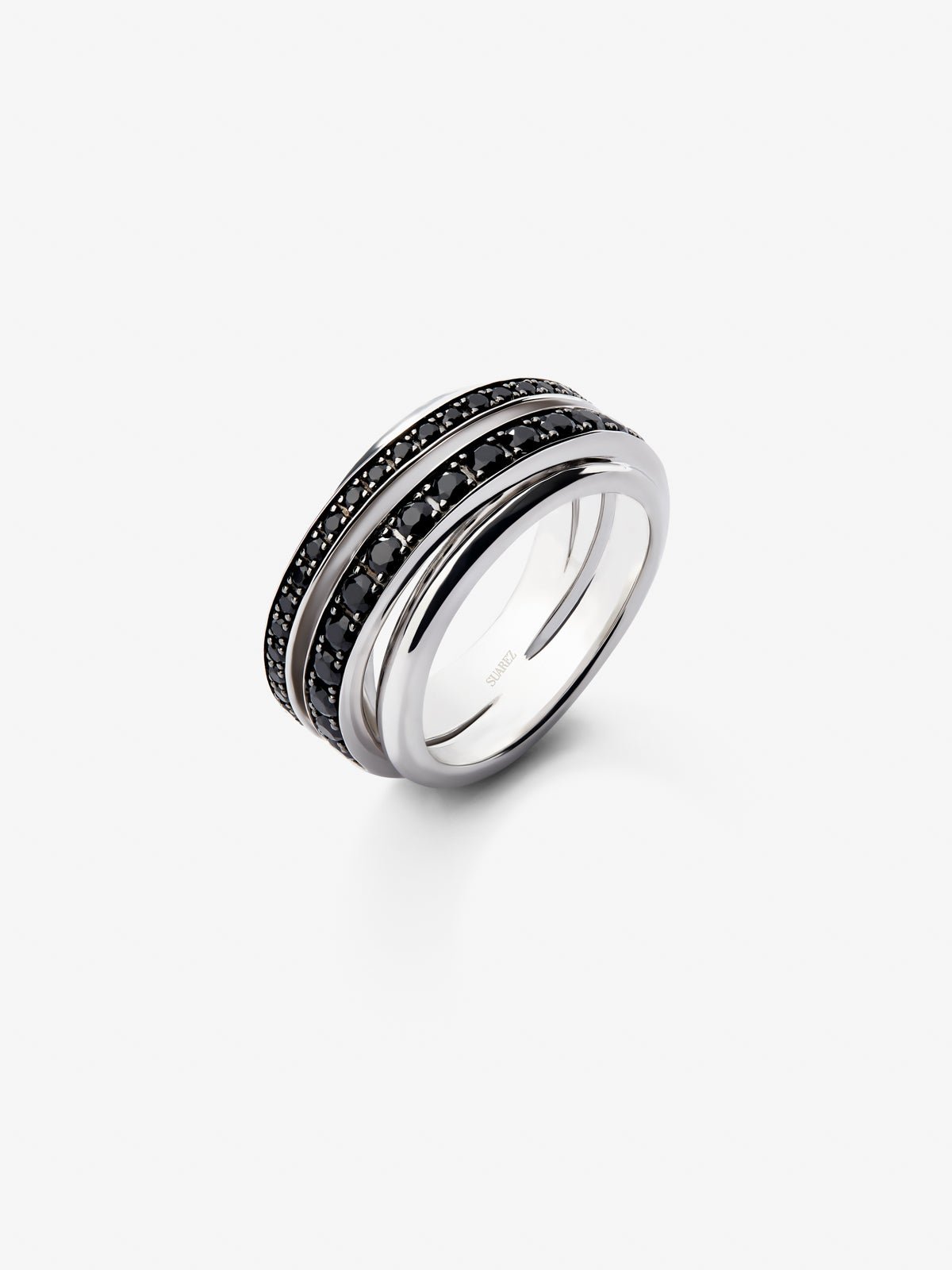 Anillo de plata 925 con pavé de espinelas negras