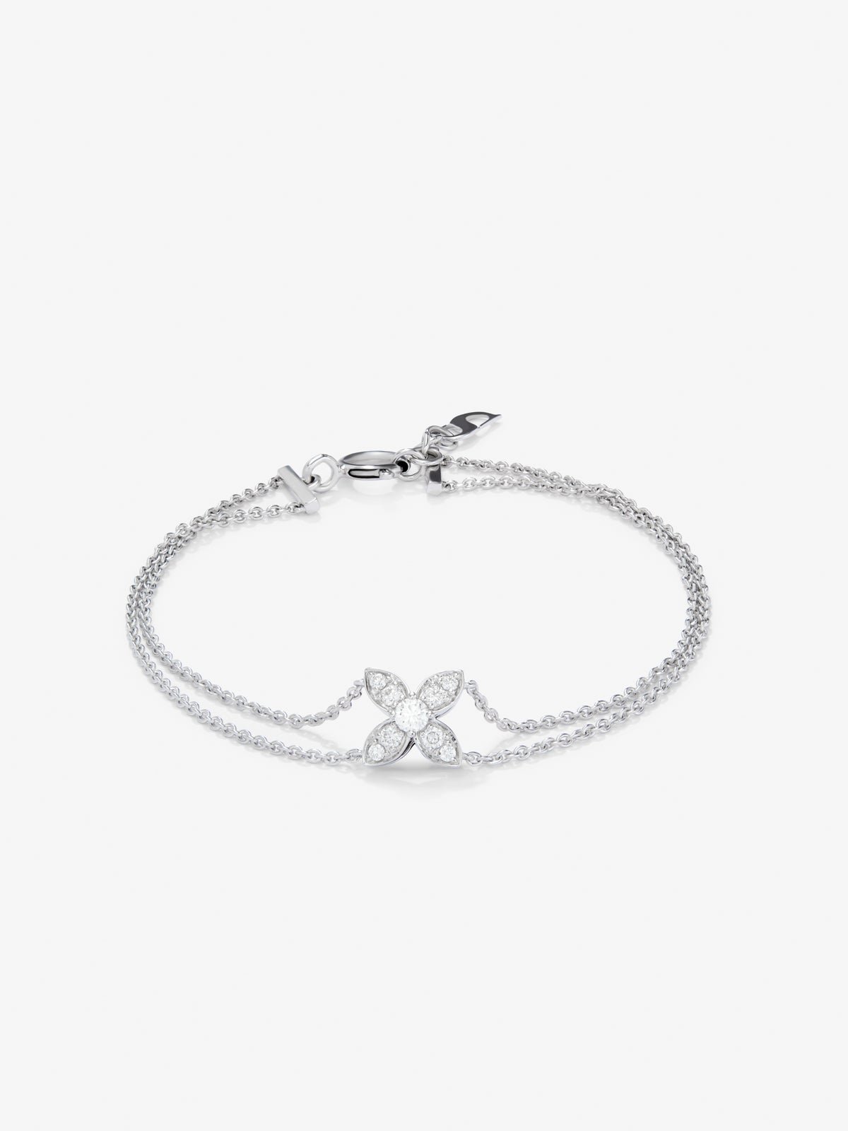 Pulsera de oro blanco de 18K con diamantes blancos en talla brillante de 0,16 cts