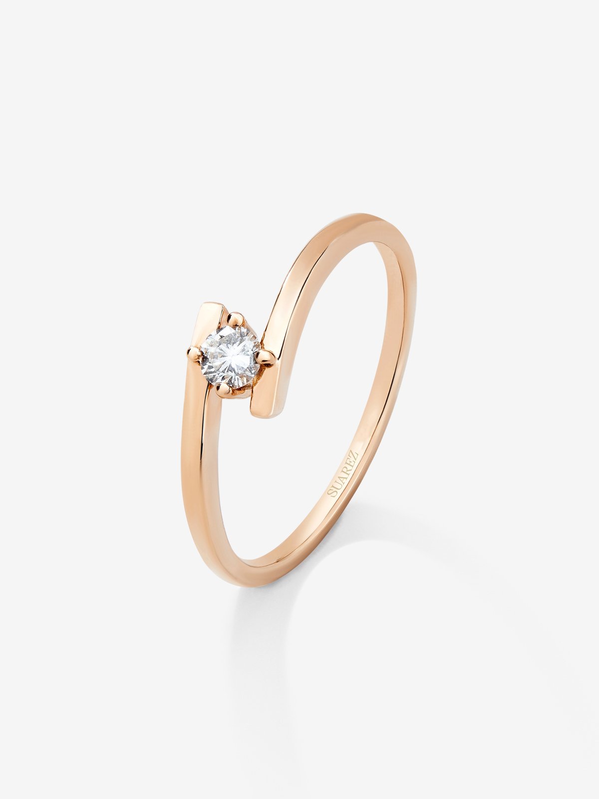 18K rose gold solitaire ring with 0.1 ct brilliant cut diamond
