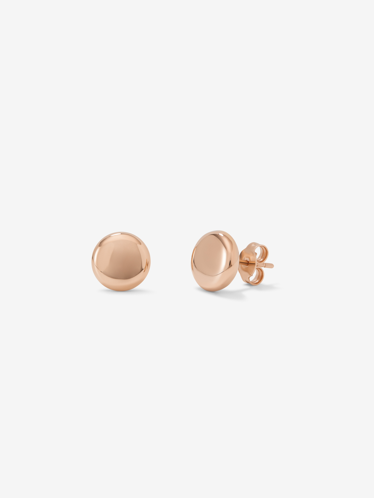 Large 18K Rose Gold Button Earrings